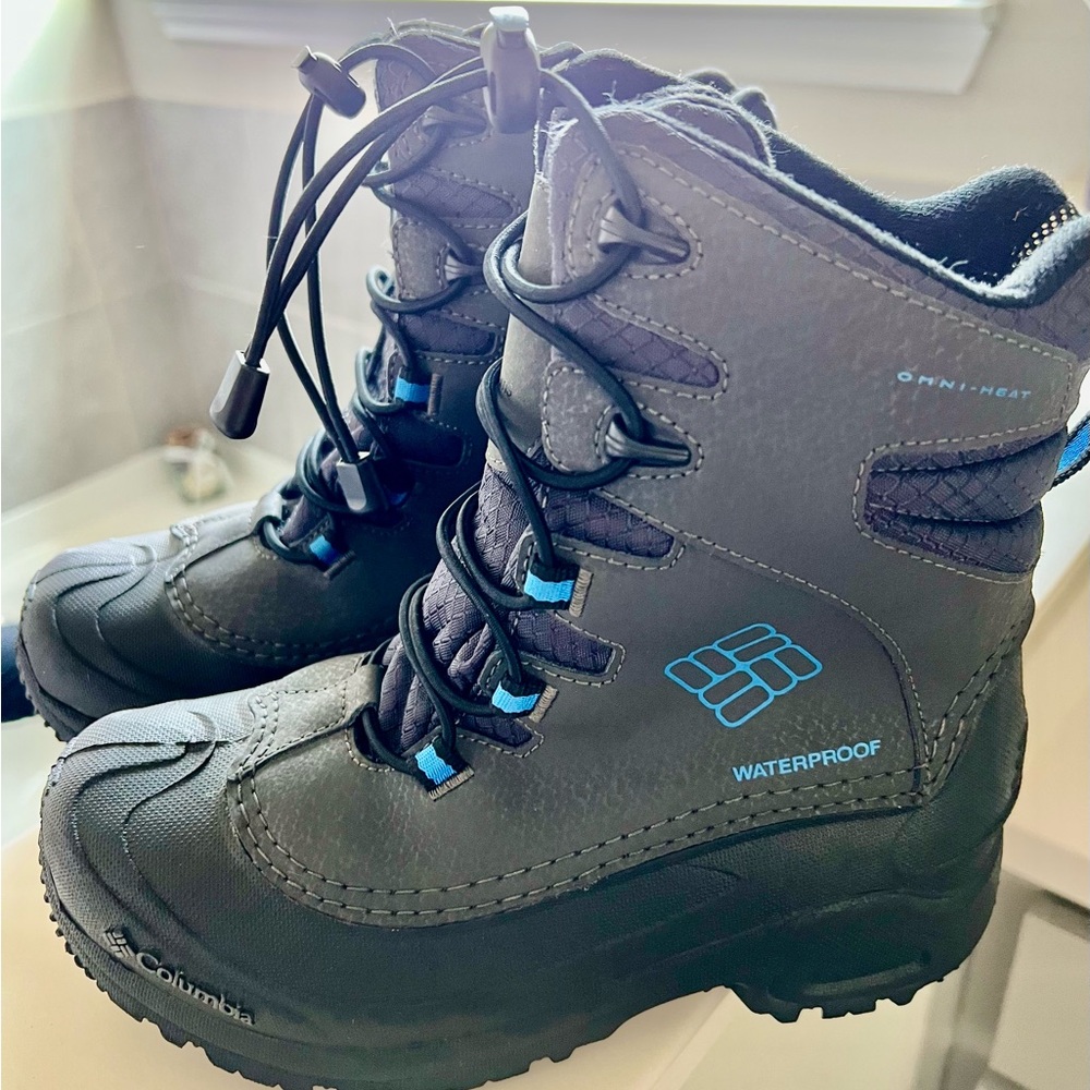 Columbia Kids Black and Blue Waterproof Boots